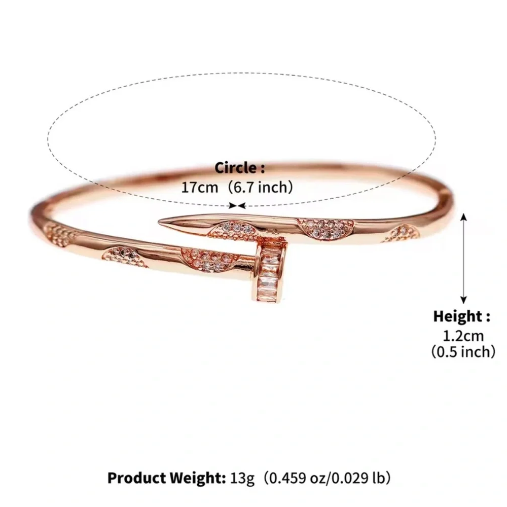 Elegant 18K Rose Gold Plated Luxury Bracelet With Zirconia 💎 - Picture 3 of 3